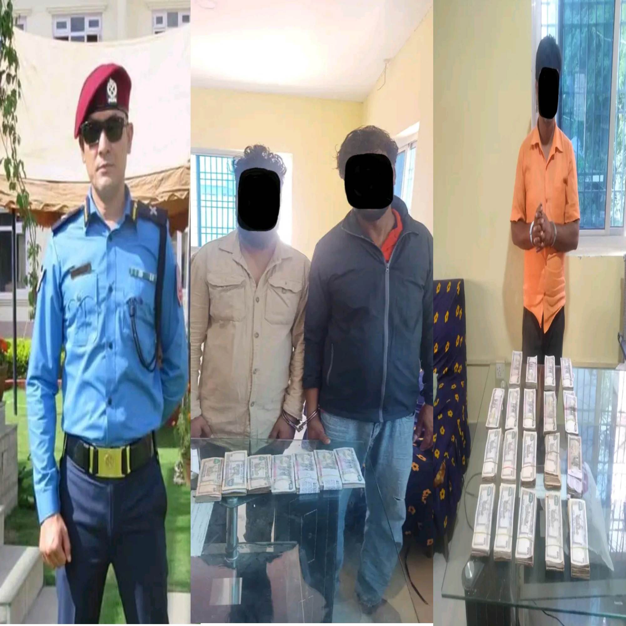 पर्सा प्रहरीले स्रोत नखुलेको साढे १९ लाख रुपैया सहित ३ जना पक्राउ 