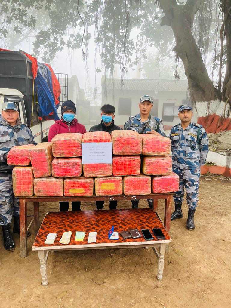 सशस्त्र प्रहरी बल १३ नम्बर गण पर्साद्वारा १६८ किलो प्रतिबन्धित लागूऔषध गाँजा बरामद